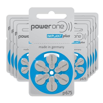 PowerOne Implant Plus P675 Batterien – 60 Stück, 1,45 V, Zink-Luft, Für Cochlea-Implantate (Haltbarkeit Bis 11/2024)