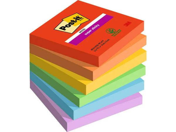 Post-it Notes 654-6SS-Play, Mehrfarbig - Haftnotitzblock