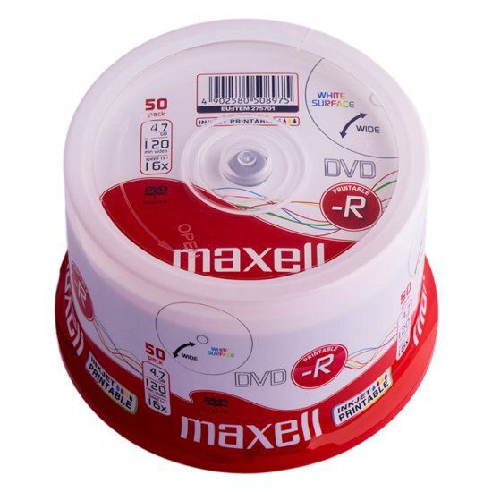 Maxell DVD-R 120Min 4.7GB 16x bedruckbar - 50 Disk