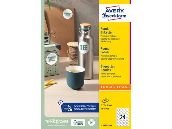 Avery Zweckform 3415-100, Ø 40 mm - Runde Etiketten