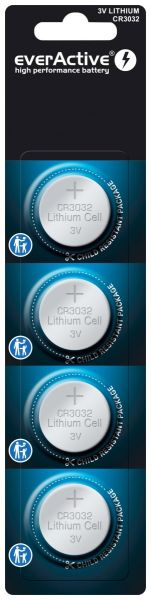 everActive CR3032 Lithium - 4 Knopfzellenbatterien (3 Volt, 580 mAh)