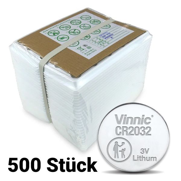 Vinnic CR2032 Lithium - 500 Knopfbatterien