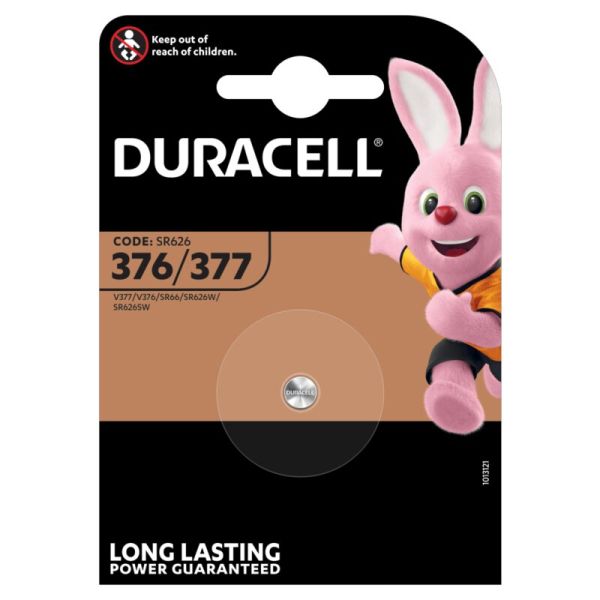 Duracell 376/377 - Knopfzellen Batterie (1,55 Volt Zink-Silberoxid)