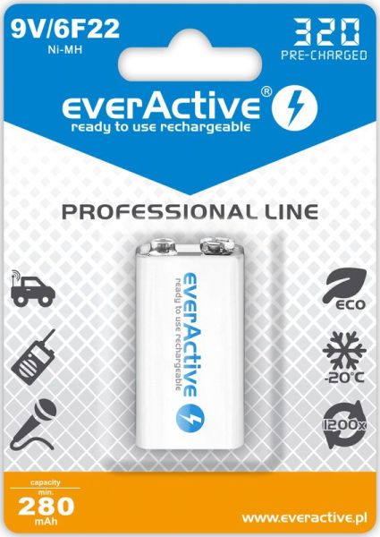 everActive 9V, 320 mAh (Ni-MH) - Akku