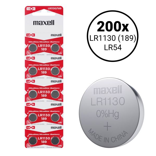 Maxell LR1130 189 (LR54) - 200 Knopfbatterien