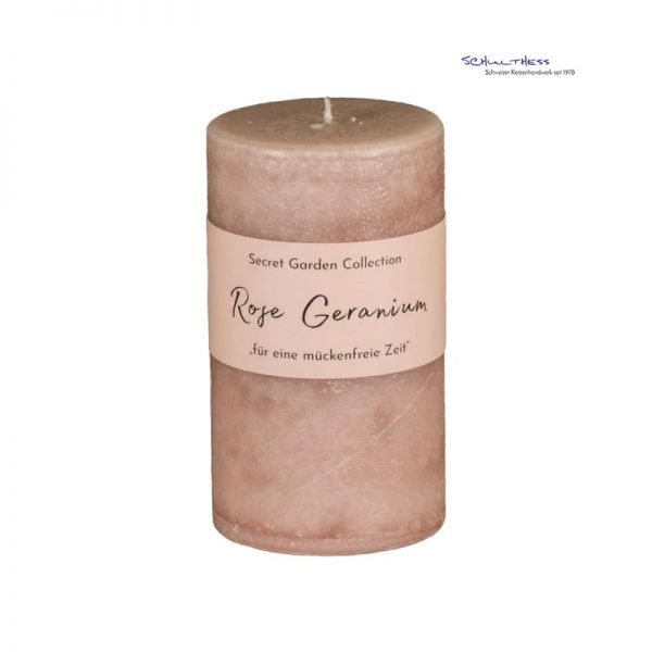 Schulthess Kerze «Rose und Geranium» - Secret Garden Kollektion - Antimücken Duftkerze H=12cm/∅=7cm