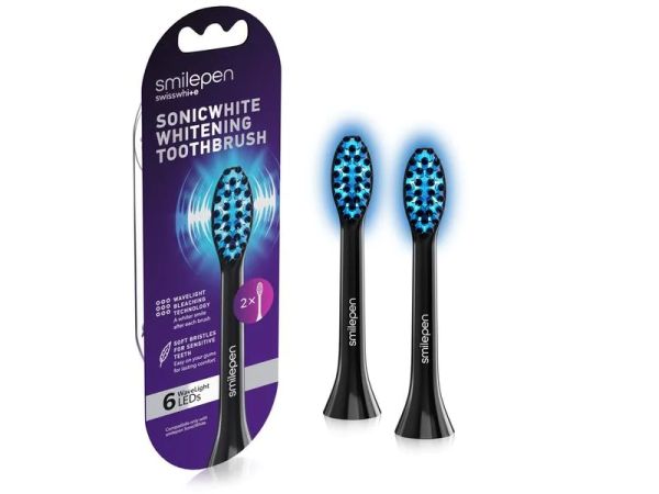 Smilepen Sonicwhite, Schwarz - 2 Zahnbürsten-Aufsätze