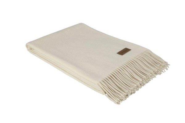 Eskimo Astor Wollweiss Decke 130x200cm - Einfarbig (Weiss)