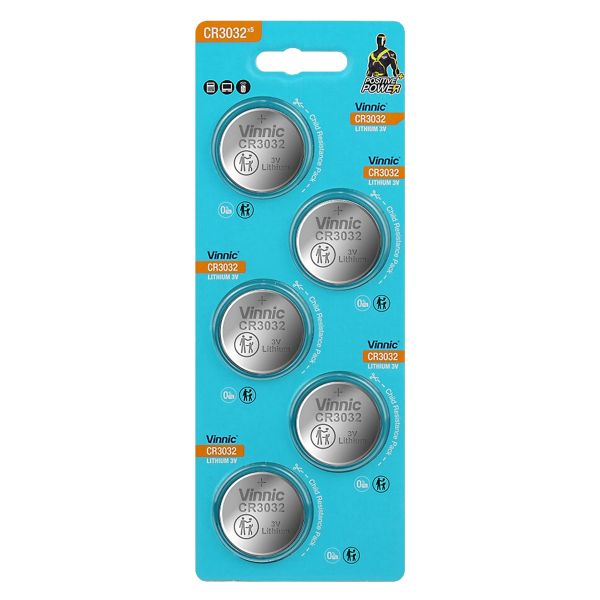 Vinnic CR3032 - 5 Knopfzellen Batterie (Lithium)