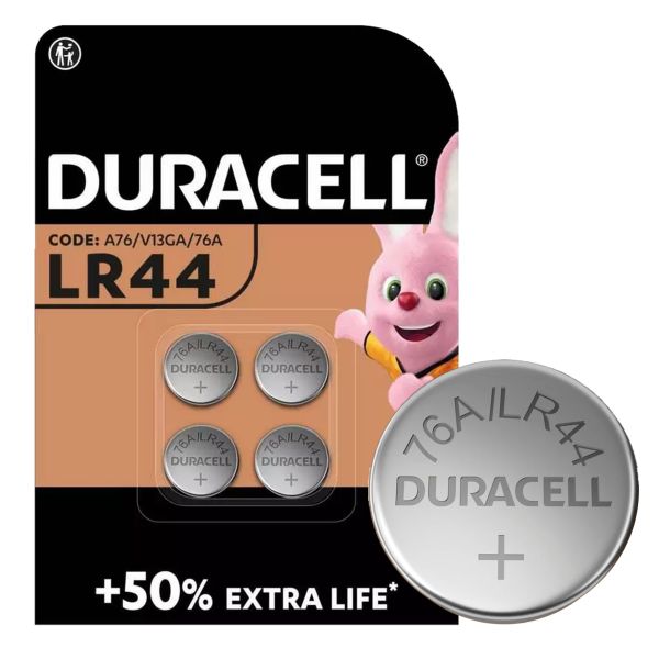 Duracell LR44 (76A) - 4 Knopfzellen Batterien (1,5 Volt Alkali)