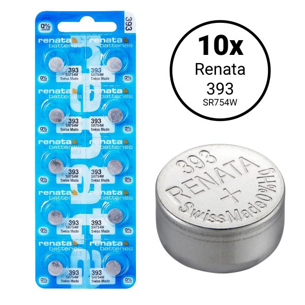 Renata 393 / SR754W - 10 Uhren Knopfzellen Batterien (Swiss Made)