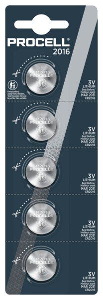 Duracell Procell CR2016 - 5 Knopfzellen Industriebatterien (3 Volt Lithium)