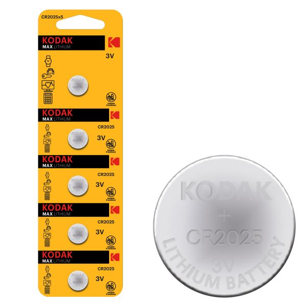 Kodak CR2025 (Lithium) - 5 Knopfbatterien 3 Volt