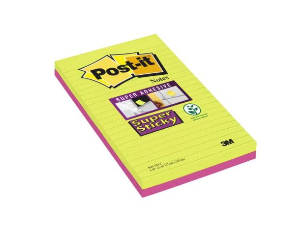 Post-it Super Sticky 12.5x20cm, Mehrfarbig - 2 Haftnotizblöcke