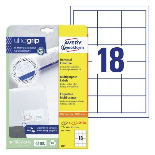 Avery Zweckform 6171, 64 x 45 mm - Universal-Etiketten