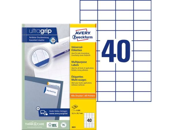 Avery Zweckform 3651, 52.5 x 29.7 mm - Universal-Etiketten