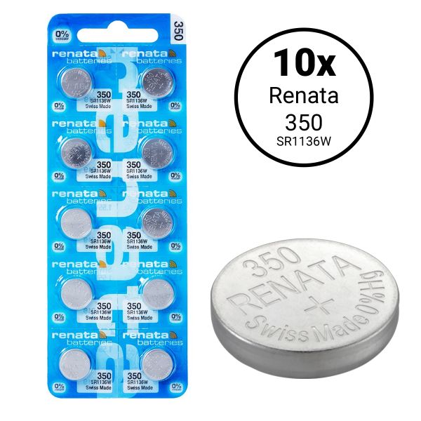 Renata 350 / SR1136W - 10 Knopfzellen-Uhrenbatterien (Swiss Made).
