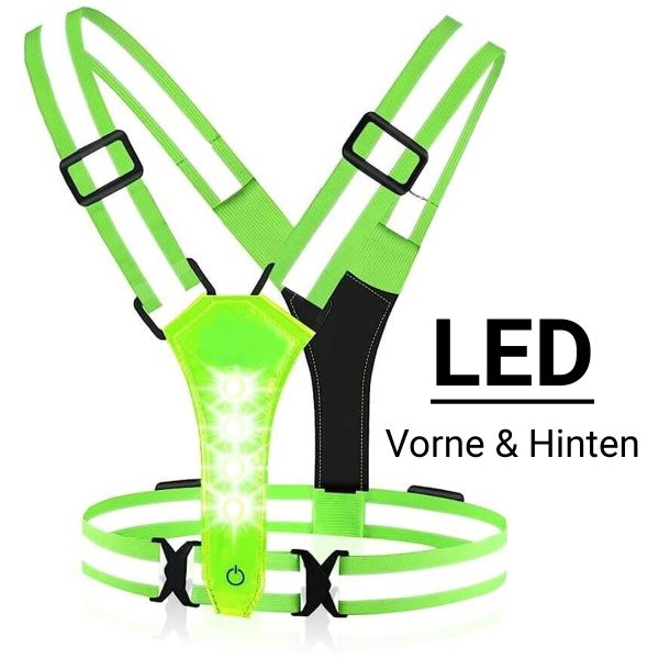 Tercura LED Warnweste mit Reflektor (grün) – für Auto & Pannenhilfe (Akkuversion)