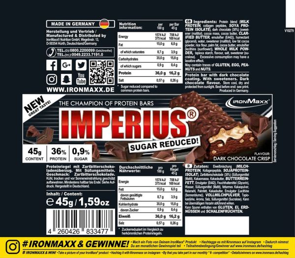 Ironmaxx Imperius 24x45g (Dark Chocolate Crisp)