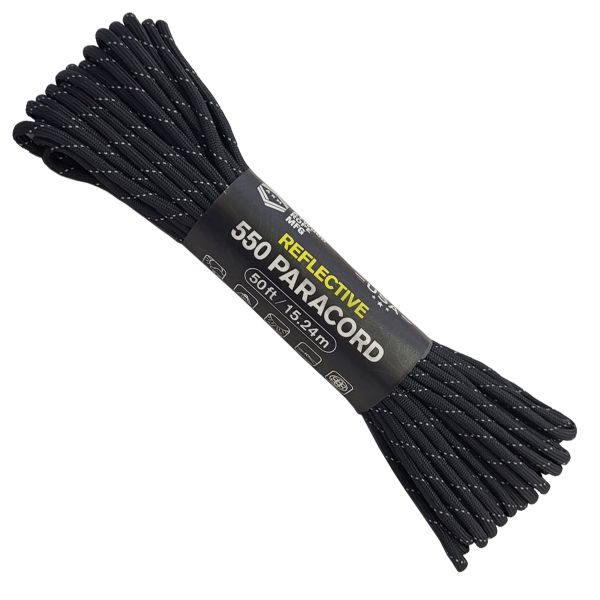 Atwood Rope MFG Paracord 550 (Reflective Black / Schwarz) - 15,24 m Outdoor-Schnur