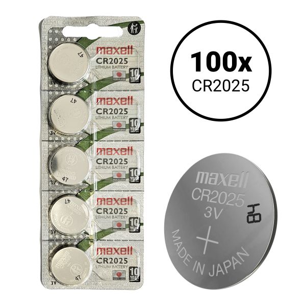 Maxell CR2025 (Lithium) - 100 Knopfbatterien