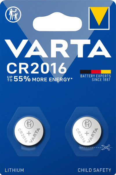 Varta CR2016, 3V - 2 Knopfzellen