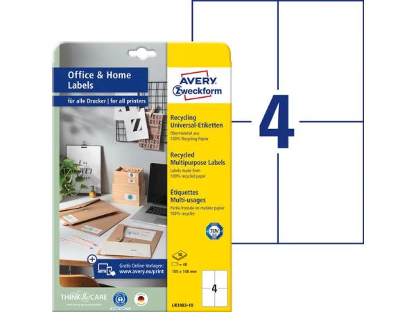 Avery Zweckform Universal-Etiketten, 105 x 148 mm - 40 Etiketten