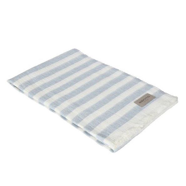 Eskimo Provence Leinen-Baumwoll Sommerdecke mit Streifen (130x180cm) - Blau