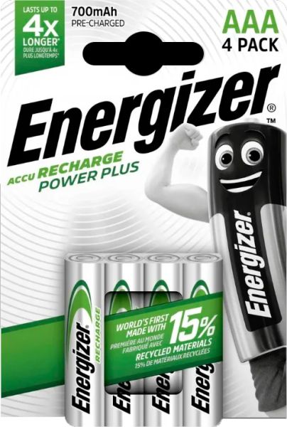 Energizer Power Plus Akku AAA - 4 Stück (neue Kartonverpackung)