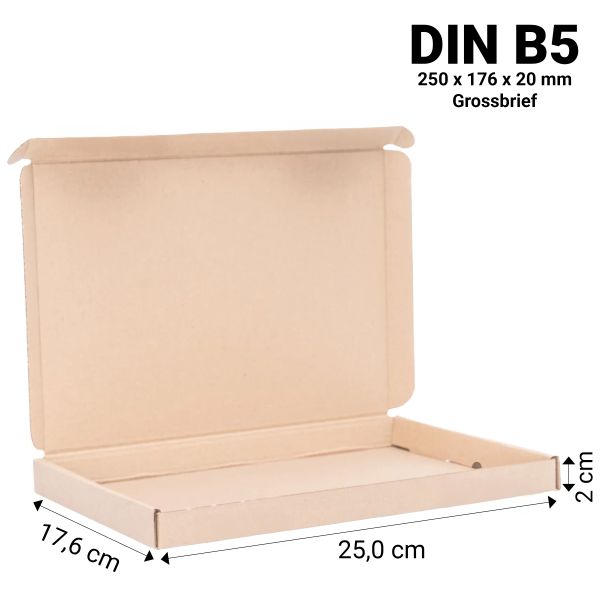 Audisana Grossbriefkarton 250×176×20 mm DIN B5 braun - 1 Stück