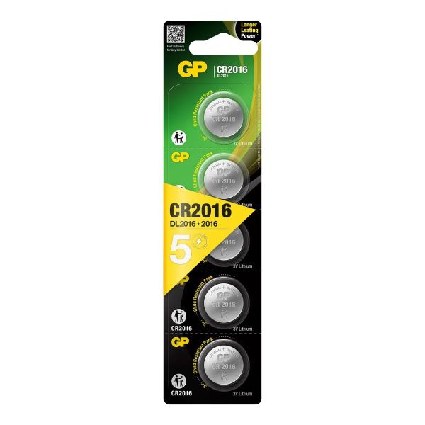 GP CR2016 (DL2016) Lithium - 5 Batterien (3 Volt Lithium)