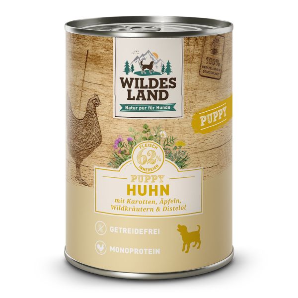 Wildes Land Huhn, Puppy (6x400g) - Nassfutter