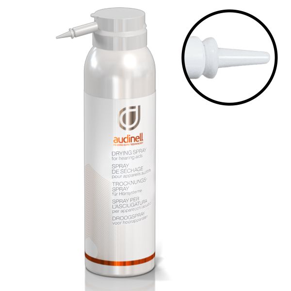 audinell Hörgeräte-Trocknungsspray – Druckluftspray 150 ml mit Düsenaufsatz