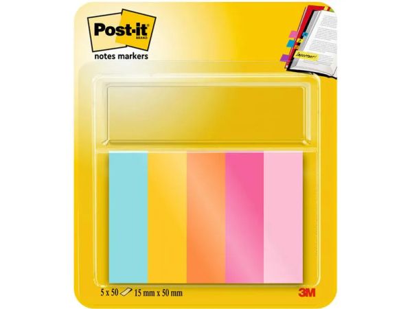 Post-it Beachside Collection 15x50mm, Mehrfarbig - 5 Haftnotizblöcke
