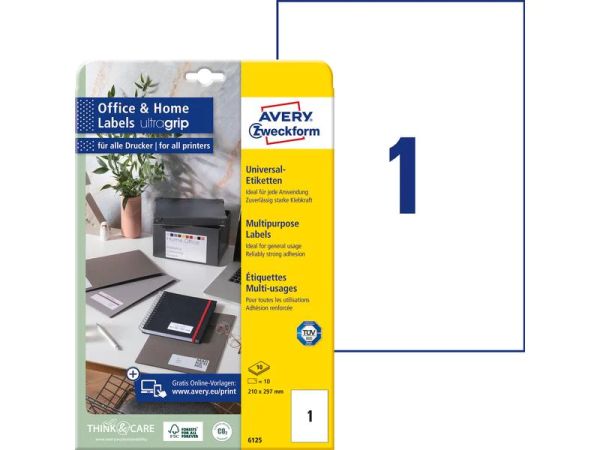 Avery Zweckform 6125, 210 x 297 mm - Universal-Etiketten
