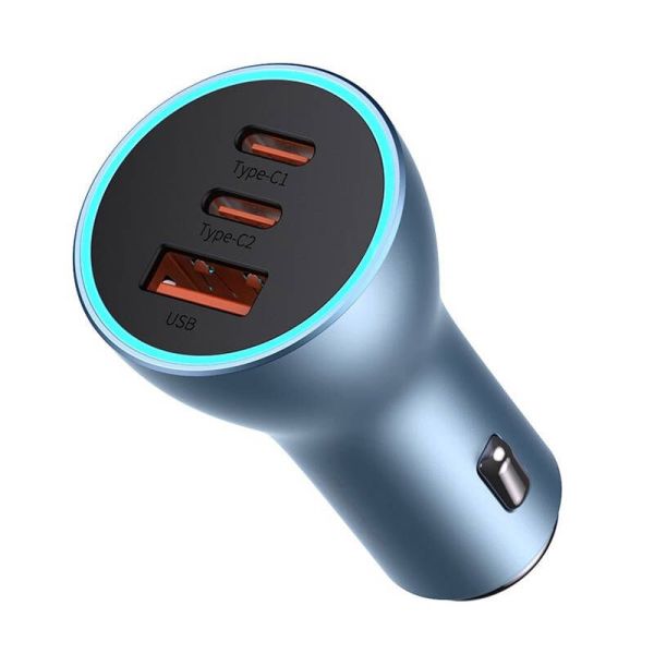 Baseus Car Charger 65W Schwarz, USB-A (QC3.0) & 2x USB-C (PD) - Autoladegerät