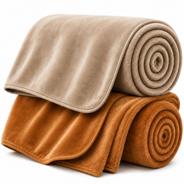 Eskimo Kuscheldecken-Set 'Cashmina Duo' - Terracotta & Nougat (150x200cm)