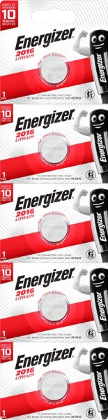 Energizer CR2016 - 5 Knopfzellen Batterien (Lithium 3 Volt)