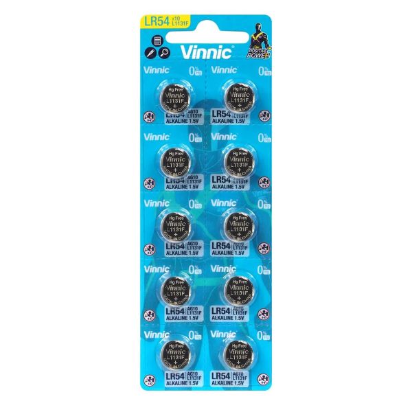 Vinnic LR1130 (LR54) Alkaline - 10 Knopfbatterien (1.5 Volt Alkaline)