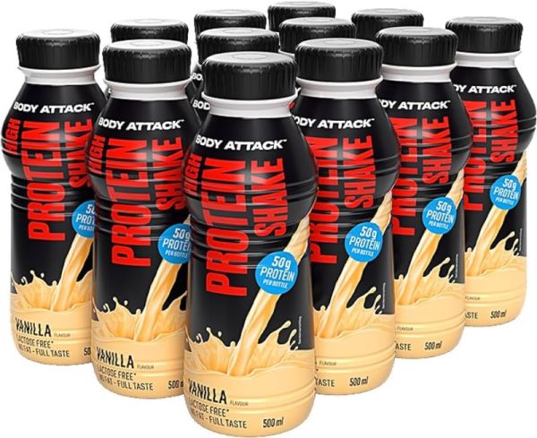 Body Attack High Protein Shake (12x500ml)