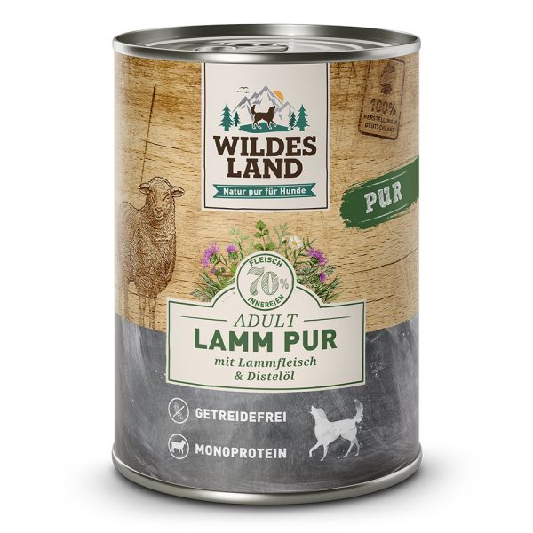 Wildes Land Lamm Pur, Adult (6x400g) - Nassfutter