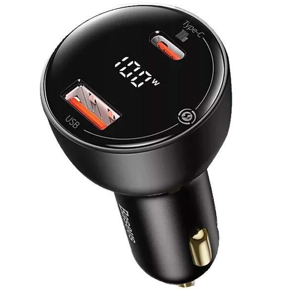 Baseus Car Charger 100W Schwarz, USB-A (QC3.0) & USB-C (PD) PPS - Autoladegerät