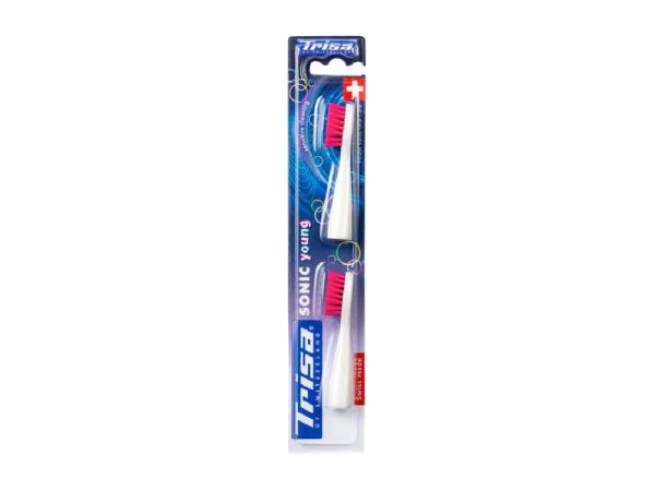 Trisa Sonic Advanced Young, Weiss/Pink- 2 Zahnbürsten-Aufsätze