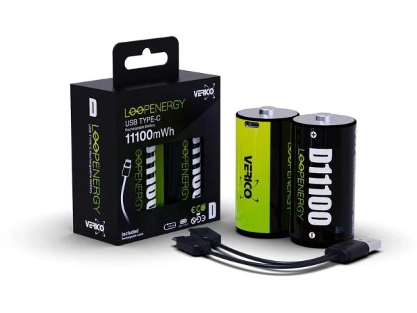 Verico LoopEnergy D (Mono), USB-C - 2 Akku (wiederaufladbare Batterien)