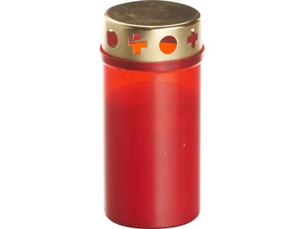 balthasar Grabkerze Rot mit Deckel - Grablicht