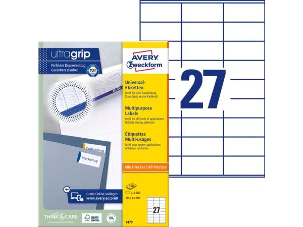Avery Zweckform 3479, 70 x 32 mm - Universal-Etiketten