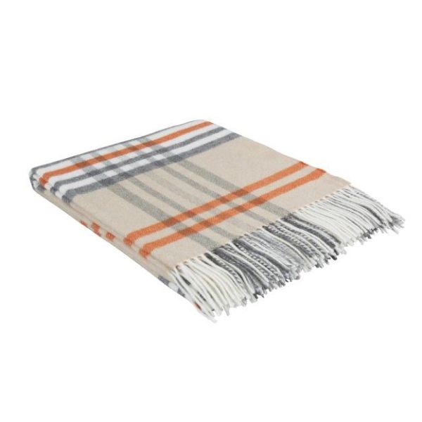 Eskimo Interlaken Decke (130x180cm) mit Kaschmiranteil - Camel/Orange