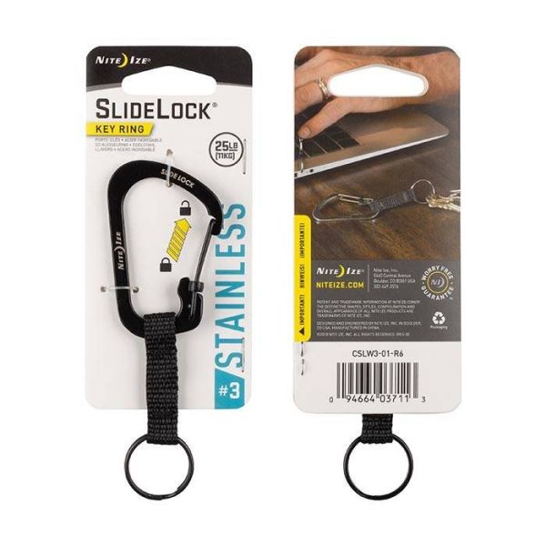 Nite Ize Slidelock Keyring #3 (Schwarz) - Karabiner
