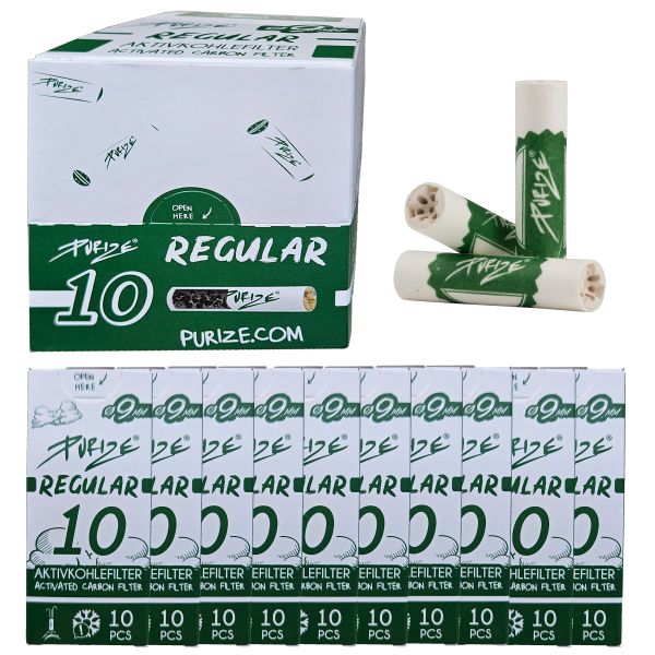 Purize Regular Size Aktivkohlefilter Weiss (Ø 9mm, L 36 mm) - 200 Stk (20x 10er VE)