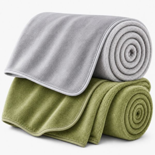 Eskimo Kuscheldecken-Set 'Cashmina Duo' - Olive & Silber (150x200cm)